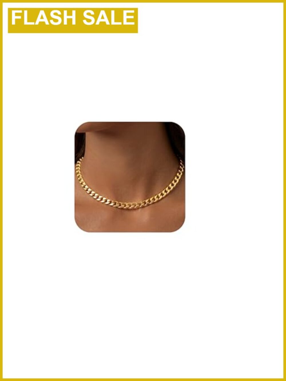 14k Gold Plated Cuban Link Chain Necklace Stainless Steel Choker